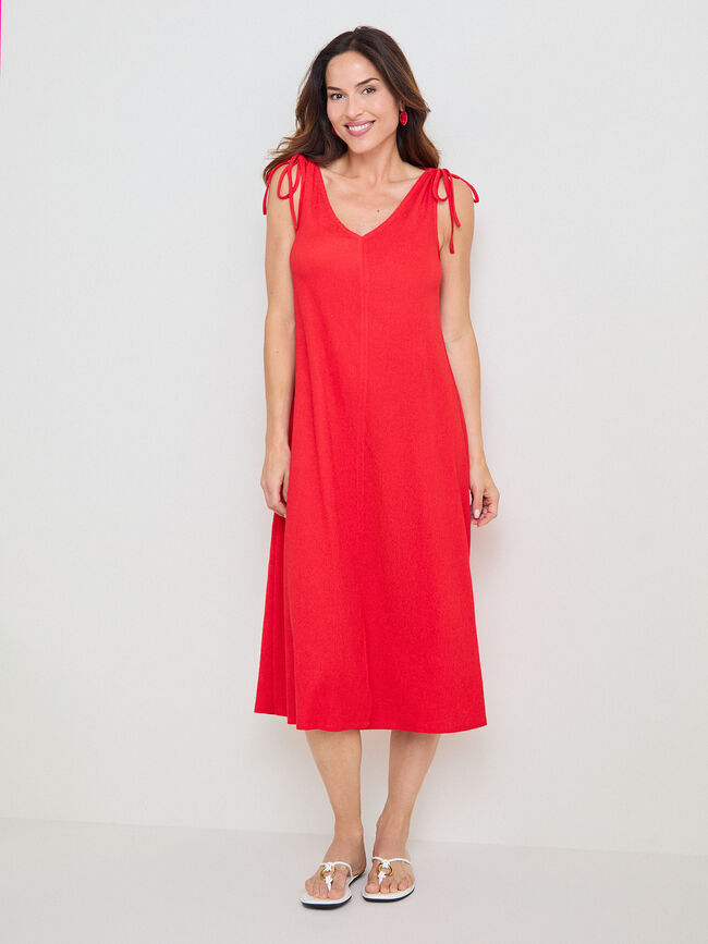 VESTIDO FRUNCE HOMBROS Coral