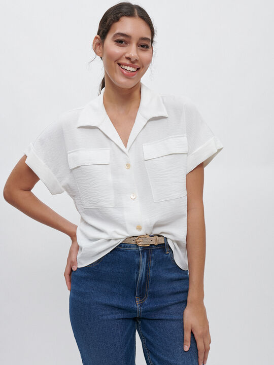 BLUSA MANGA CORTA Blanco Optico image number null