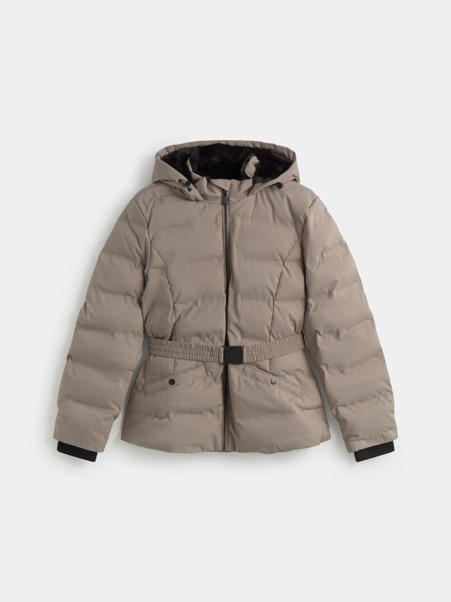 ABRIGO ACOLCHADO CINTUR&Oacute;N Vison