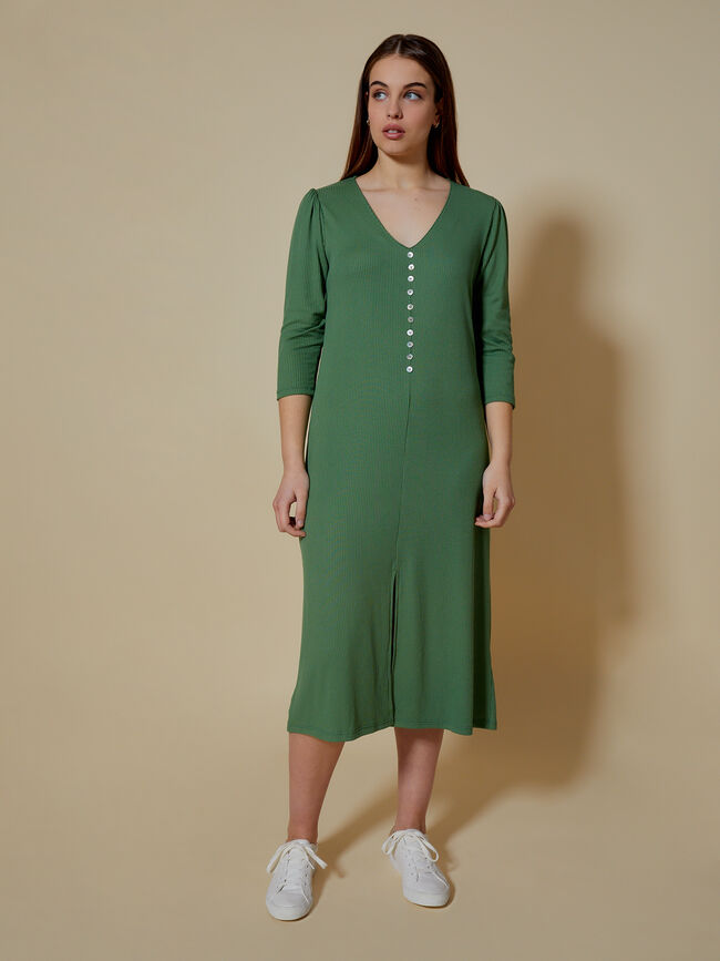 VESTIDO DETALLE BOTONES Verde Viridian