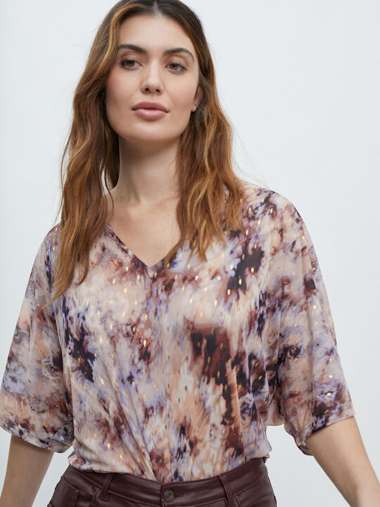 BLUSA TUL ESTAMPADA Blanco Optico image number null