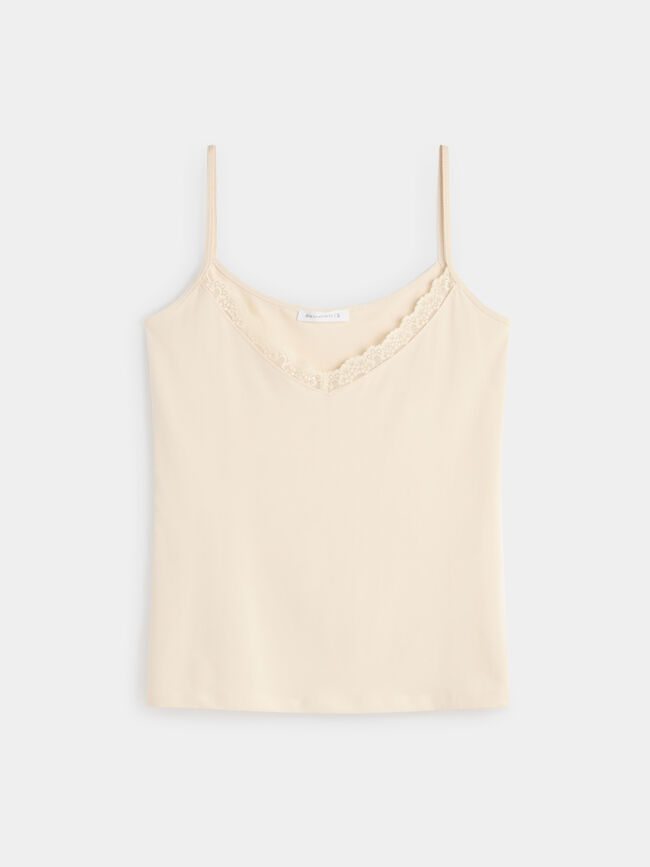 TOP PUNTILLA algodón Blanco Hueso