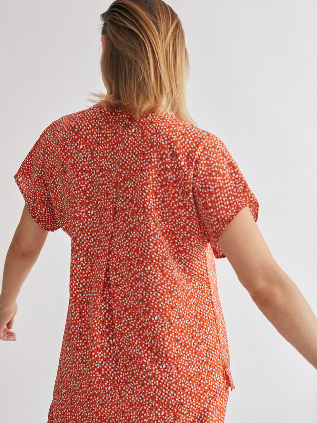 Blusa estampada abotonada Naranja quemado