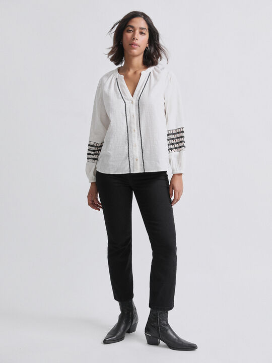 BLUSA DETALLE MANGA Blanco Hueso image number null