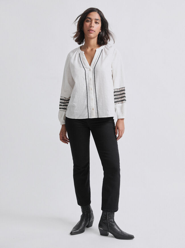 BLUSA DETALLE MANGA Blanco Hueso