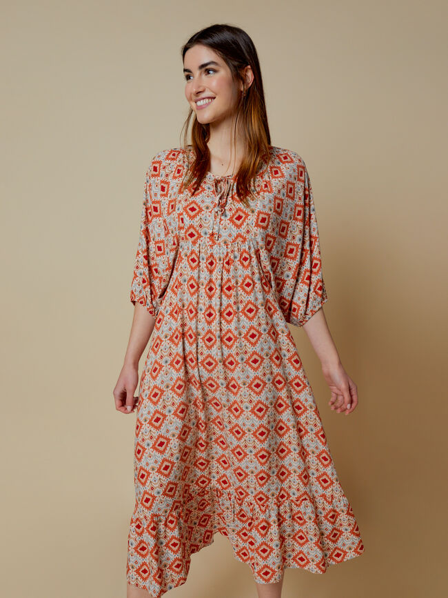 Vestido manga volumen Naranja quemado