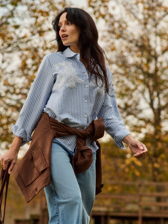 CAMISA APLIQUE BORDADO Blanco Optico image number null