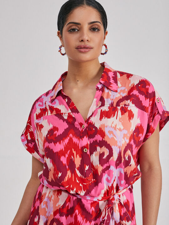 Vestido camisero estampado Coral image number null