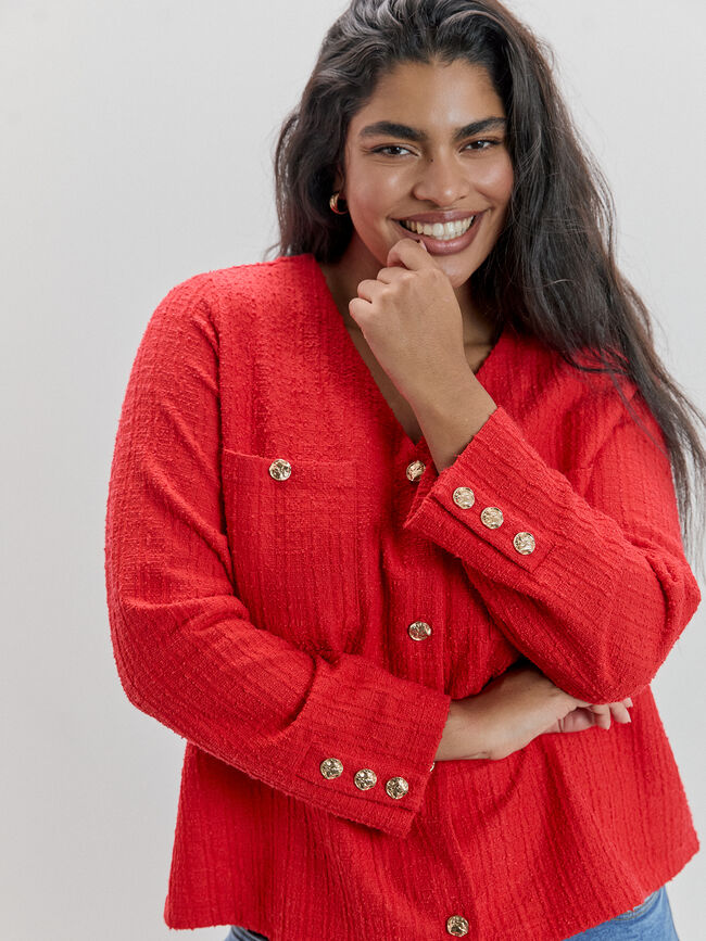 CHAQUETA CUELLO PICO Rojo