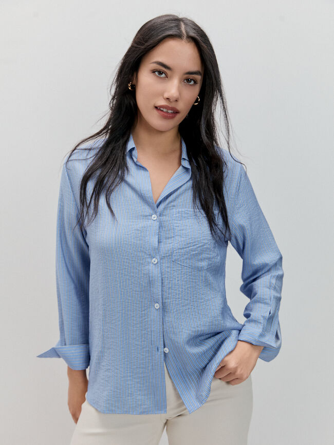 CAMISA MANGA LARGA Azul Chambray