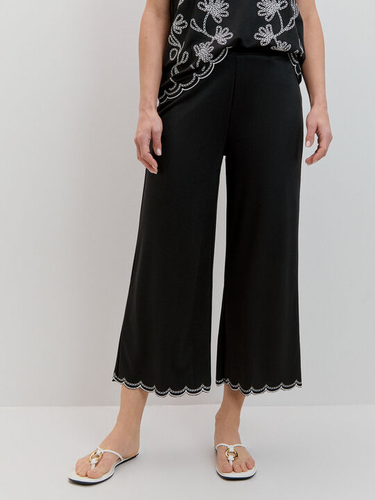 PANTALON FLORES Negro image number null