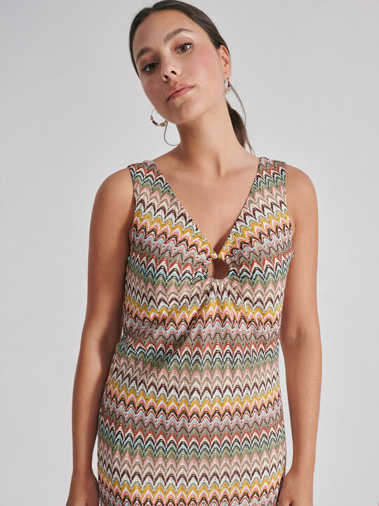 vestido punto calado Marron Oscuro image number null