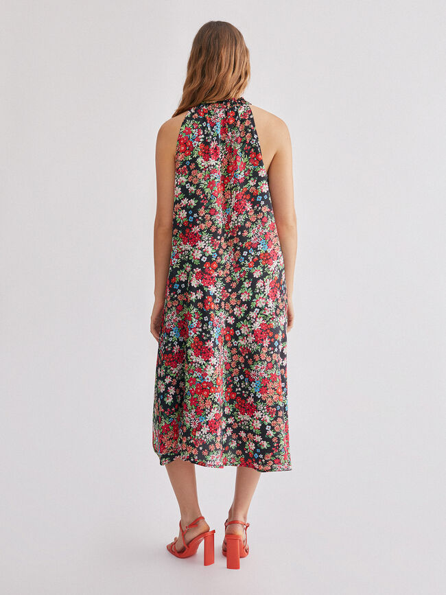 Vestido halter asimétrico Negro
