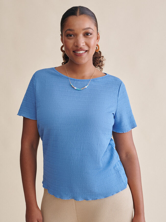 camiseta básica plisada Azulon