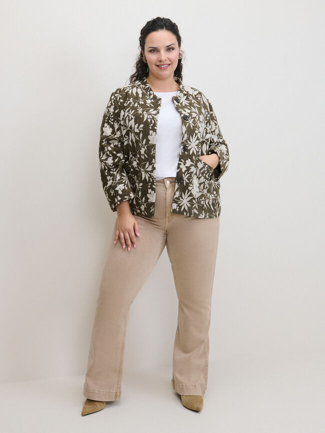 CHAQUETA JACQUARD BOLSILLOS Kaki