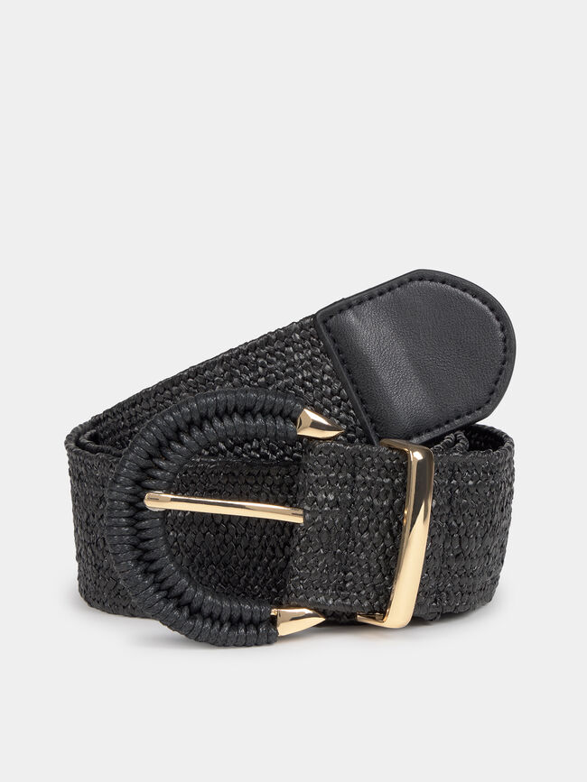 CINTURON ELASTICO RAFIA Negro