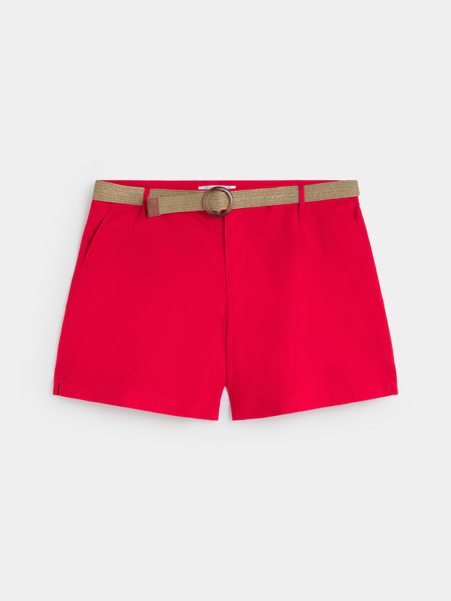 PANTAL&Oacute;N CORTO CINTUR&Oacute;N Rojo