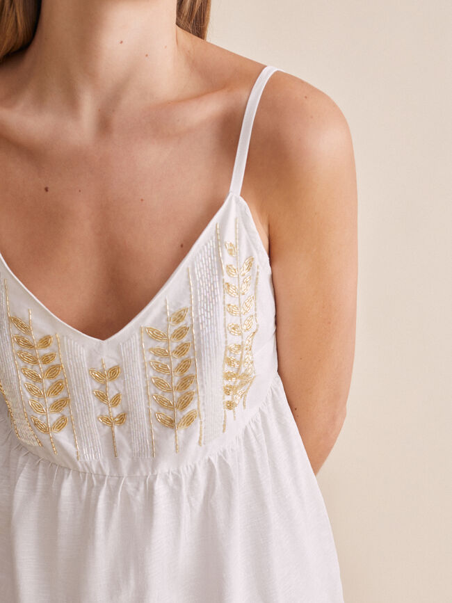 Top tirantes detalle bordado Blanco Optico