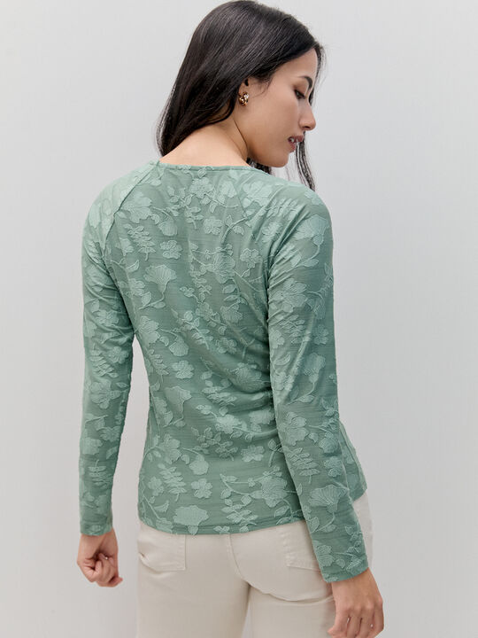 CAMISETA DETALLE TEJIDO Verde Pastel image number null