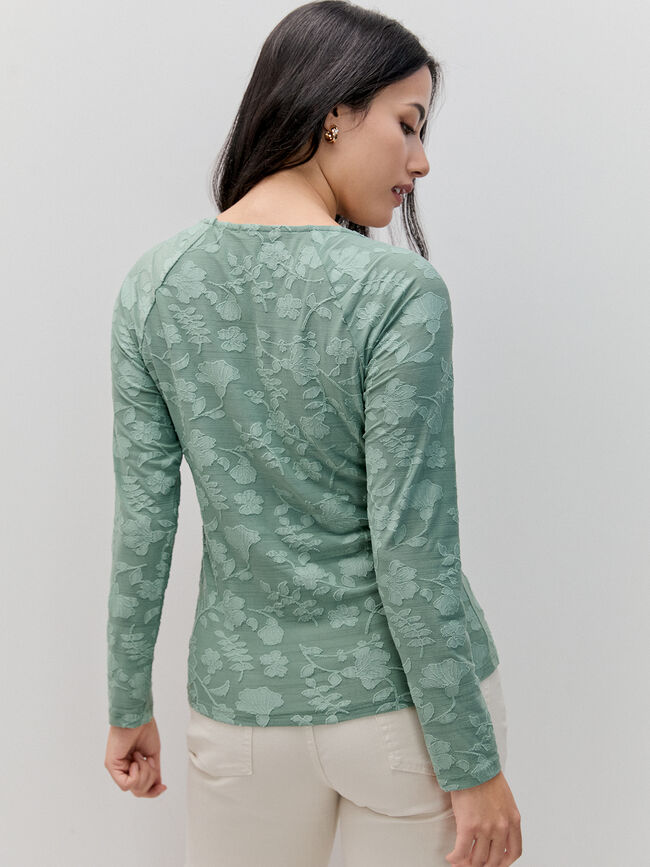 CAMISETA DETALLE TEJIDO Verde Pastel