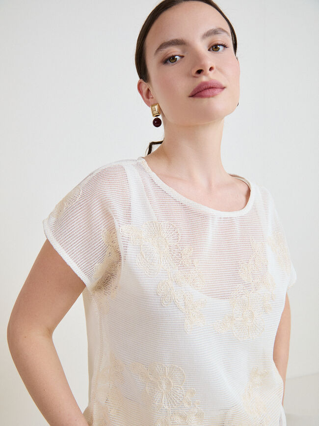CAMISETA CALADA BOTONES Crudo