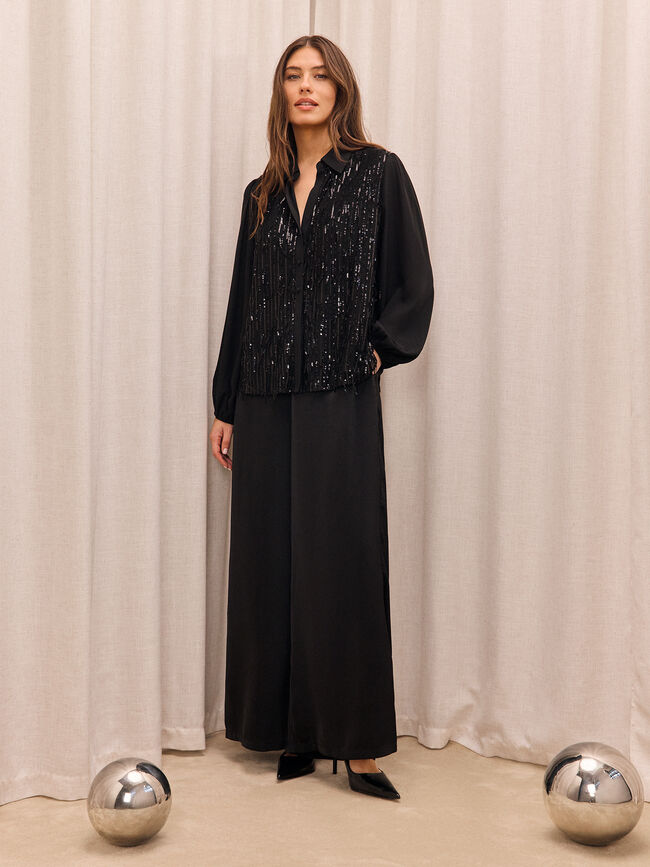 PANTALON SATEN FIESTA Negro