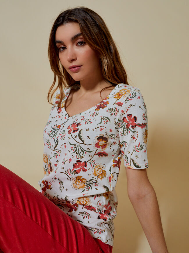 Camiseta estampada detalle botones Estampado 1