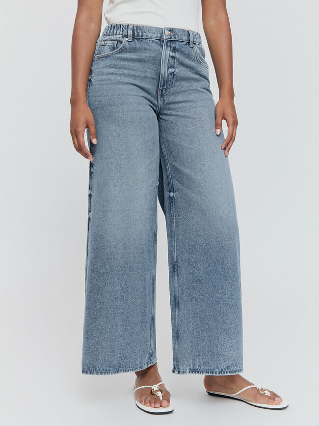 SUPER WIDE LEG GOMA Mid blue