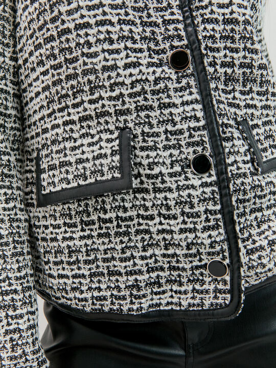 CHAQUETA DETALLE PU Negro image number null