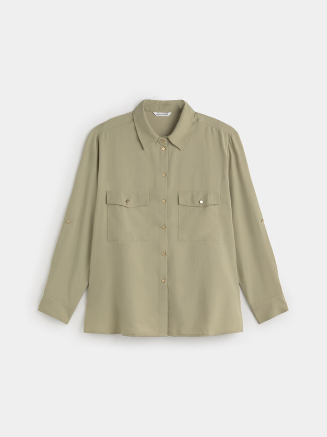 CAMISA MANGA LARGA kaki claro