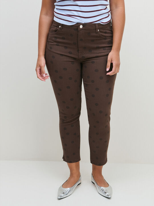 PANTALON CROP TOPOS Marron chocolat image number null