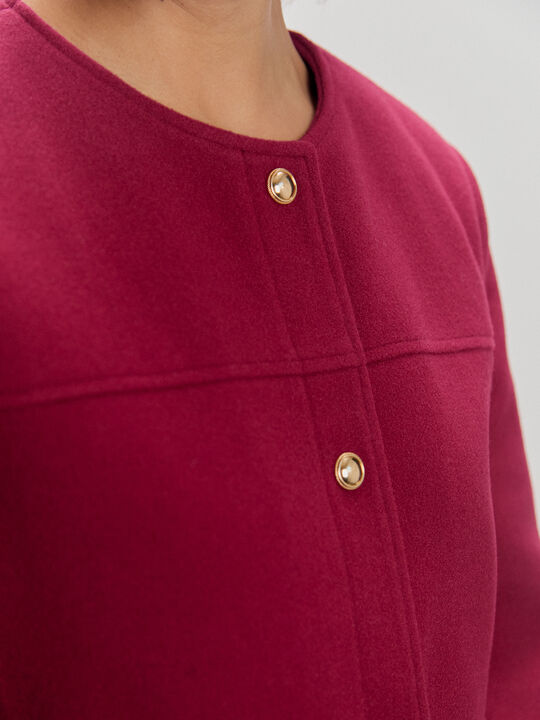 CHAQUETA CUELLO REDONDO Rojo Cereza image number null
