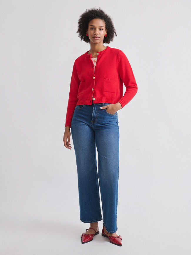 CARDIGAN CORTO BOLSILLOS Rojo