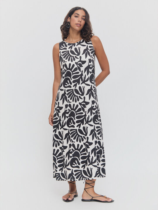 VESTIDO ESTAMPADO Negro image number null