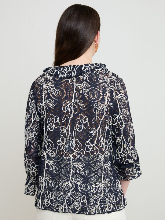 CAMISETA BORDADA VOLANTES Azul Marino image number null