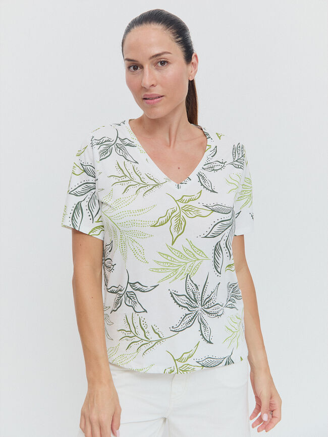 CAMISETA CUELLO PICO Estampado 1