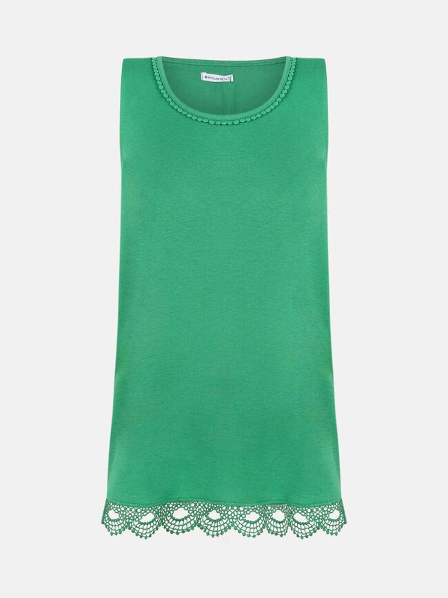top crochet en bajo 100% algodón Verde Brillante
