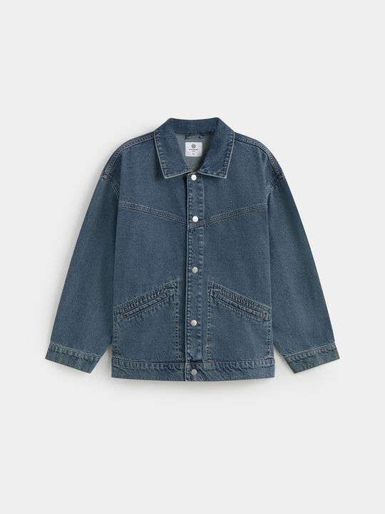 CHAQUETA DENIM FLECOS Mid blue image number null