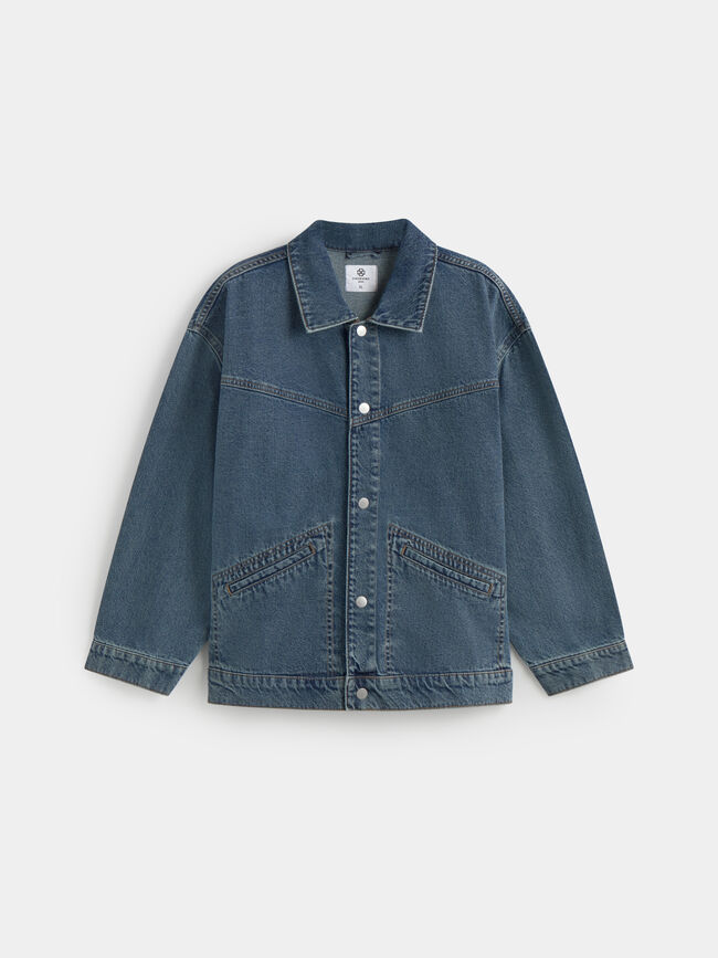 CHAQUETA DENIM FLECOS Mid blue