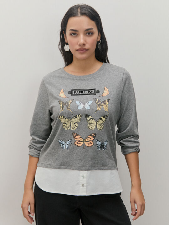 SUDADERA MARIPOSAS Gris vigore cla image number null