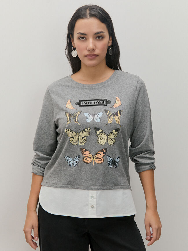 SUDADERA MARIPOSAS Gris vigore cla