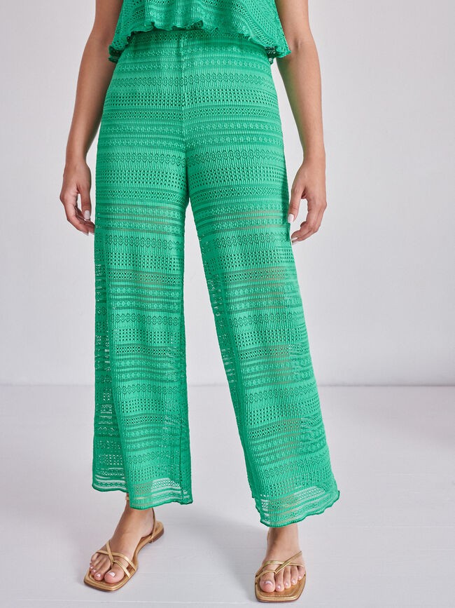 PANTALÓN PUNTO CALADO Verde