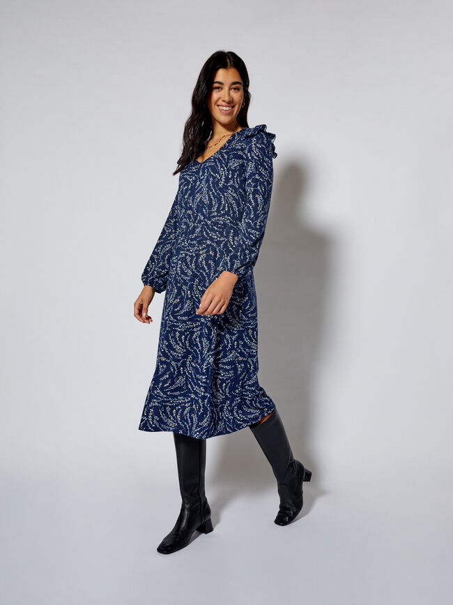 VESTIDO SOBRE RODILLA Azul Marino