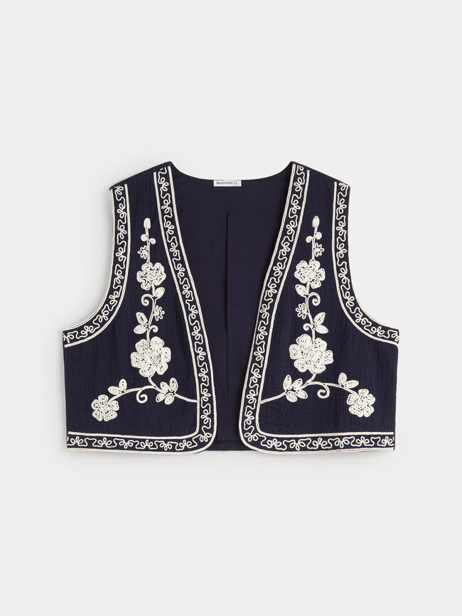CHALECO BORDADOS CONTRASTE Azul Marino