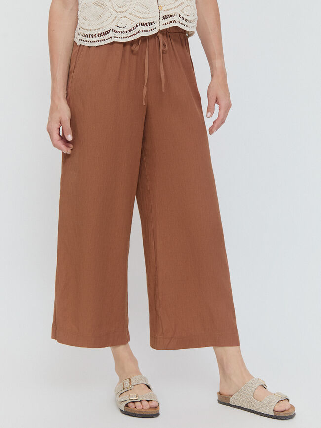 PANTALON RUSTICO FLUIDO Marron viejo
