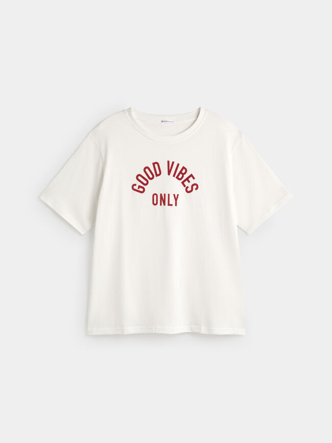 CAMISETA LETRAS TERCIOPELO Blanco Hueso