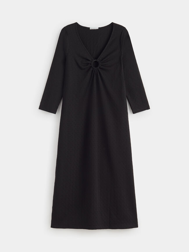 Vestido anilla en escote Negro