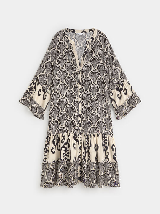 VESTIDO CORTO ESTAMPADO Negro image number null