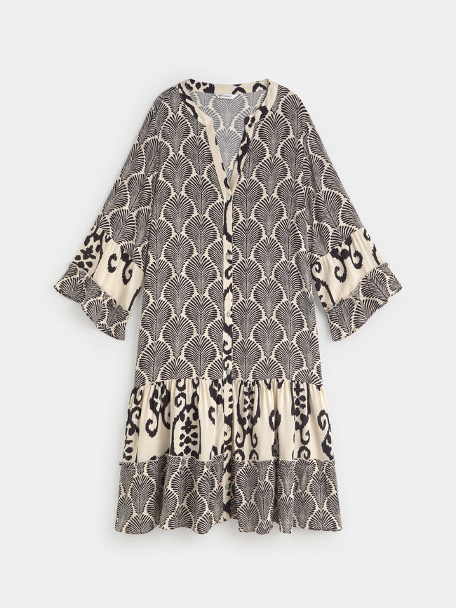 VESTIDO CORTO ESTAMPADO Negro