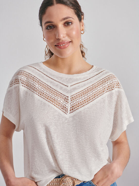 Camiseta fluida calados Crudo Claro image number null